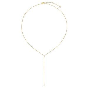 Slim Lariat 14K (or 18k upon request) Yellow Gold Diamond Necklace